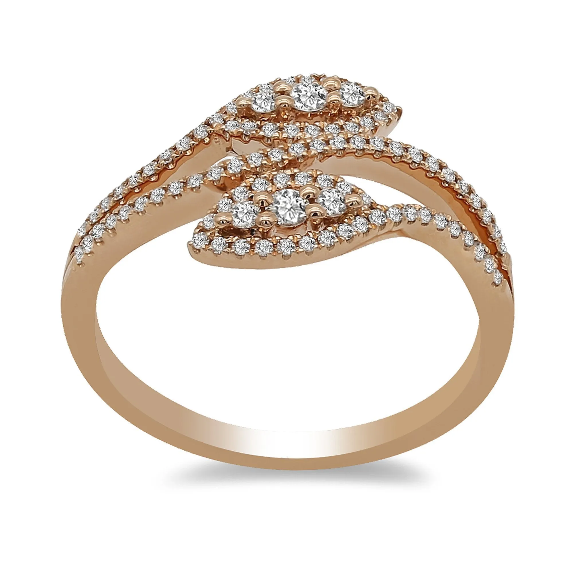 0.32CT Bisou Leaf Diamond Ring in 14K Rose Gold