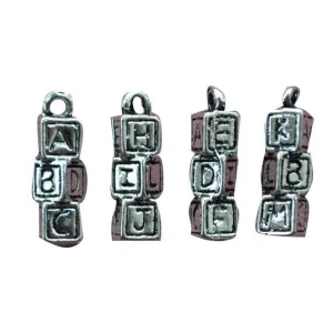 10 Pcs Tibetan Silver Baby Stacking Bricks Alphabet Toy 17X6mm 3D Charms Pendants