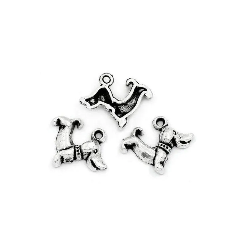 10 Pcs Tibetan Silver DACHSHUND DOG 18mm x 15mm Charms Pendants, Lead & Nickel Free Metal Charms Pendants Beads