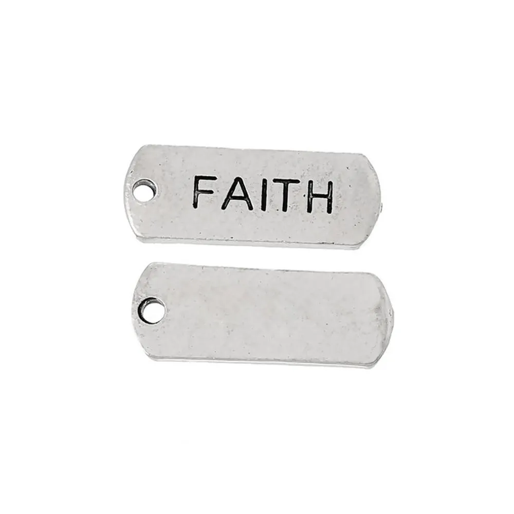 10 Pcs Tibetan Silver FAITH 21mm x 8mm Charms Pendants, Lead & Nickel Free Metal Charms Pendants Beads