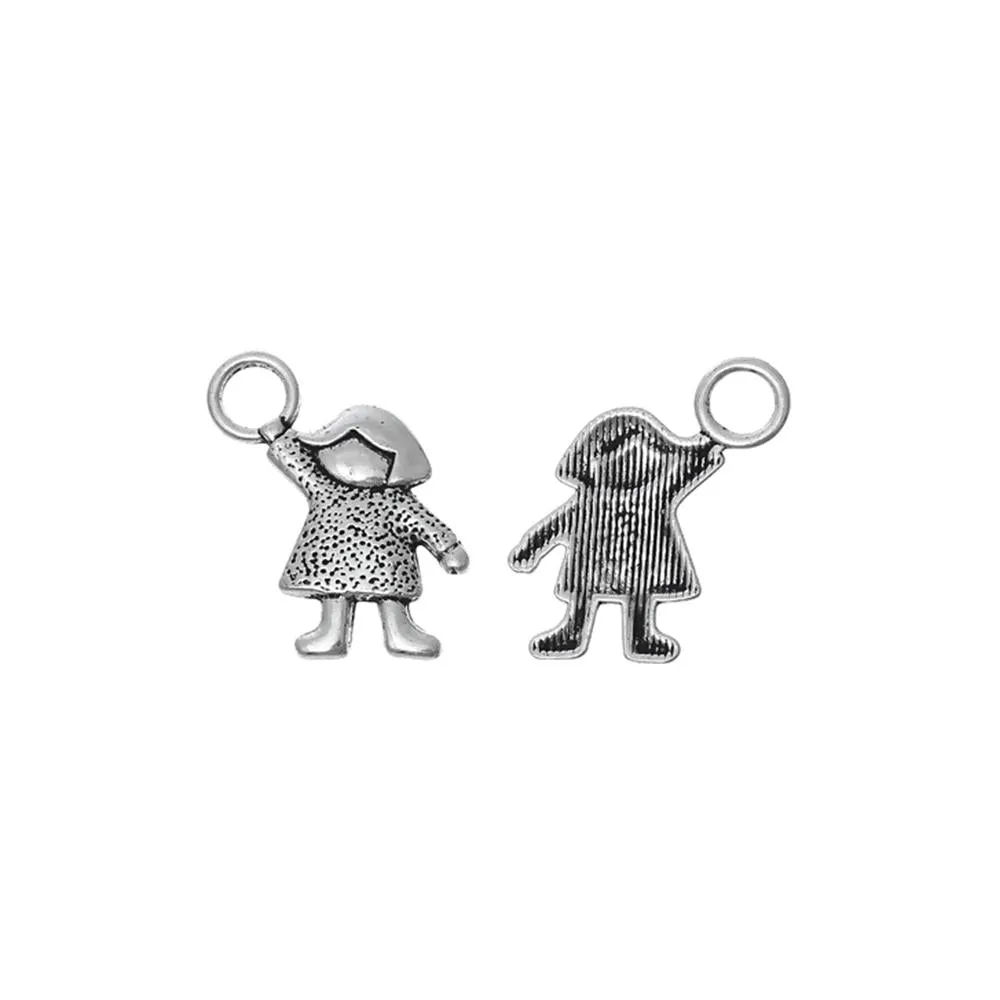 10 Pcs Tibetan Silver GIRL 24mm x 21mm Charms Pendants, Lead & Nickel Free Metal Charms Pendants Beads