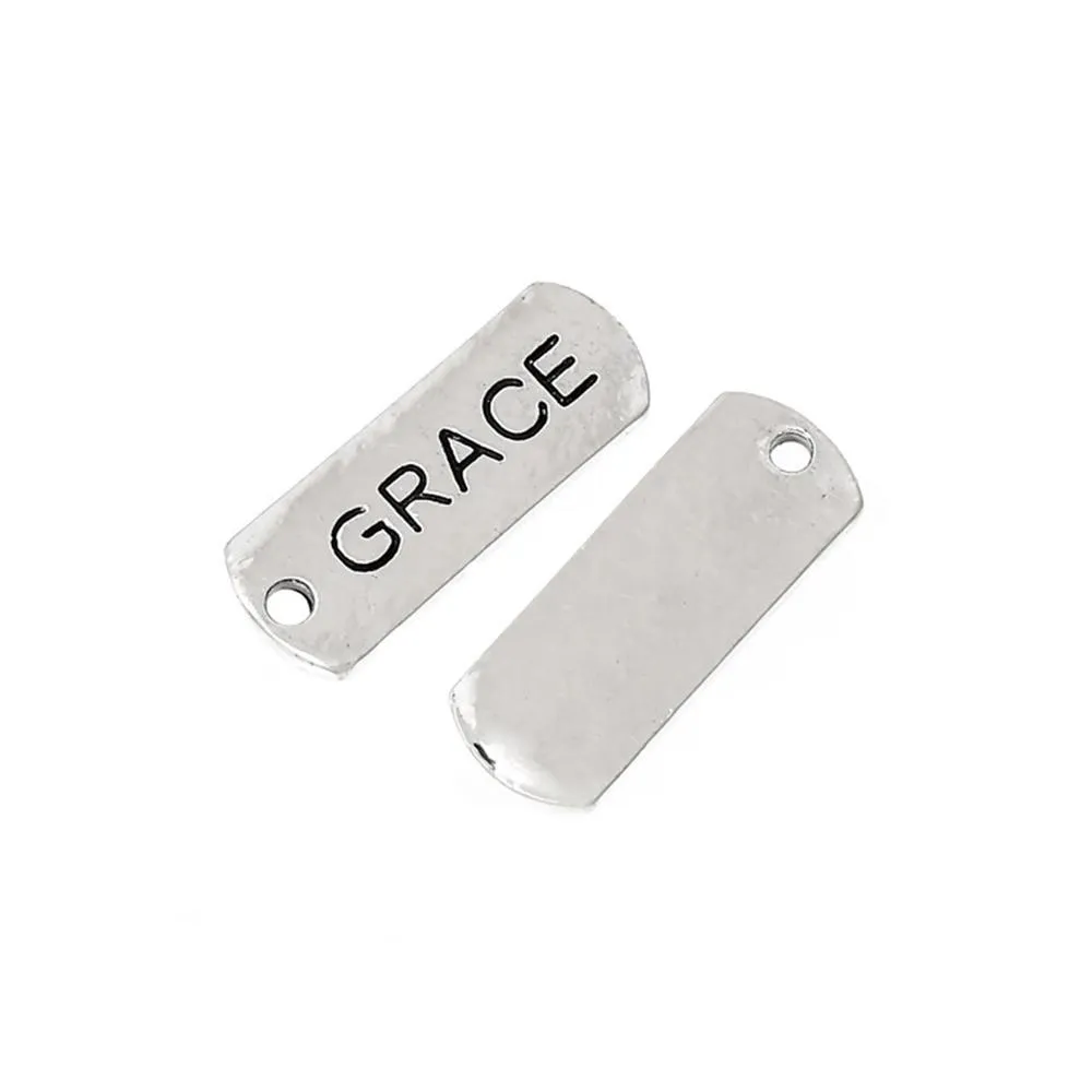 10 Pcs Tibetan Silver GRACE 21mm x 8mm Charms Pendants, Lead & Nickel Free Metal Charms Pendants Beads