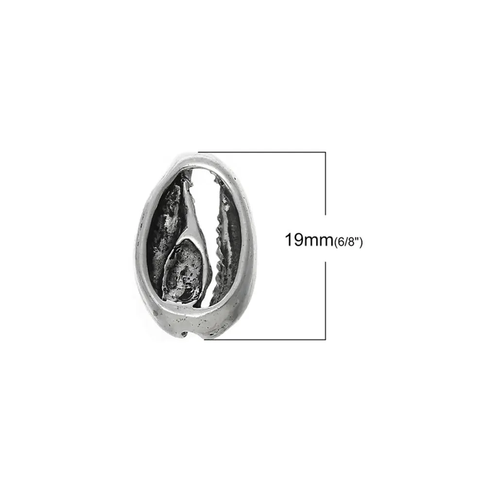 10 Pcs Tibetan Silver MONETARIA CAPUTSERPENTIS (SEA SNAIL) 19mm x 12mm Charms Pendants, Lead & Nickel Free Metal Charms Pendants Beads