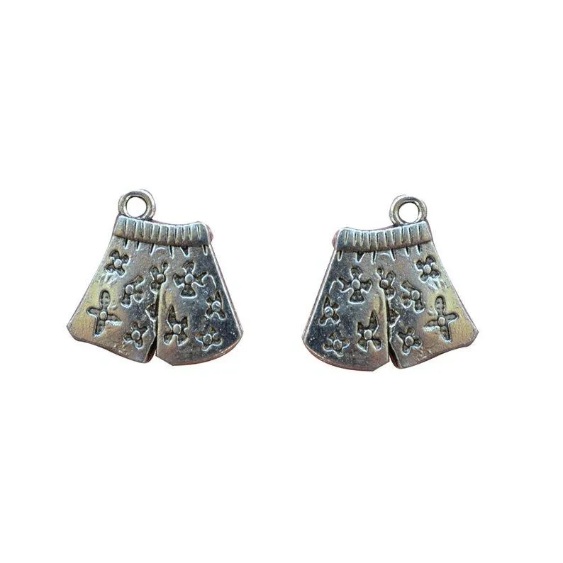 10 Pcs Tibetan Silver Pair Shorts Underpants Swimming Trunks 17mm x 17mm Charms Pendants