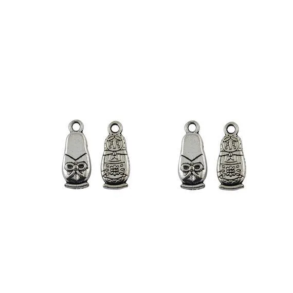 10 Pcs Tibetan Silver Russian Doll Matryoshka 18X8.5mm Charms Pendants