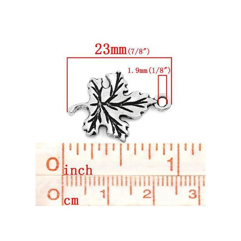 10 Pcs Tibetan Silver WINTER LEAF 23mm x 16.5mm Charms Pendants, Lead & Nickel Free Metal Charms Pendants Beads