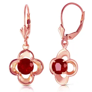 1.1 Carat 14K Solid Rose Gold Ruby Bloom Earrings