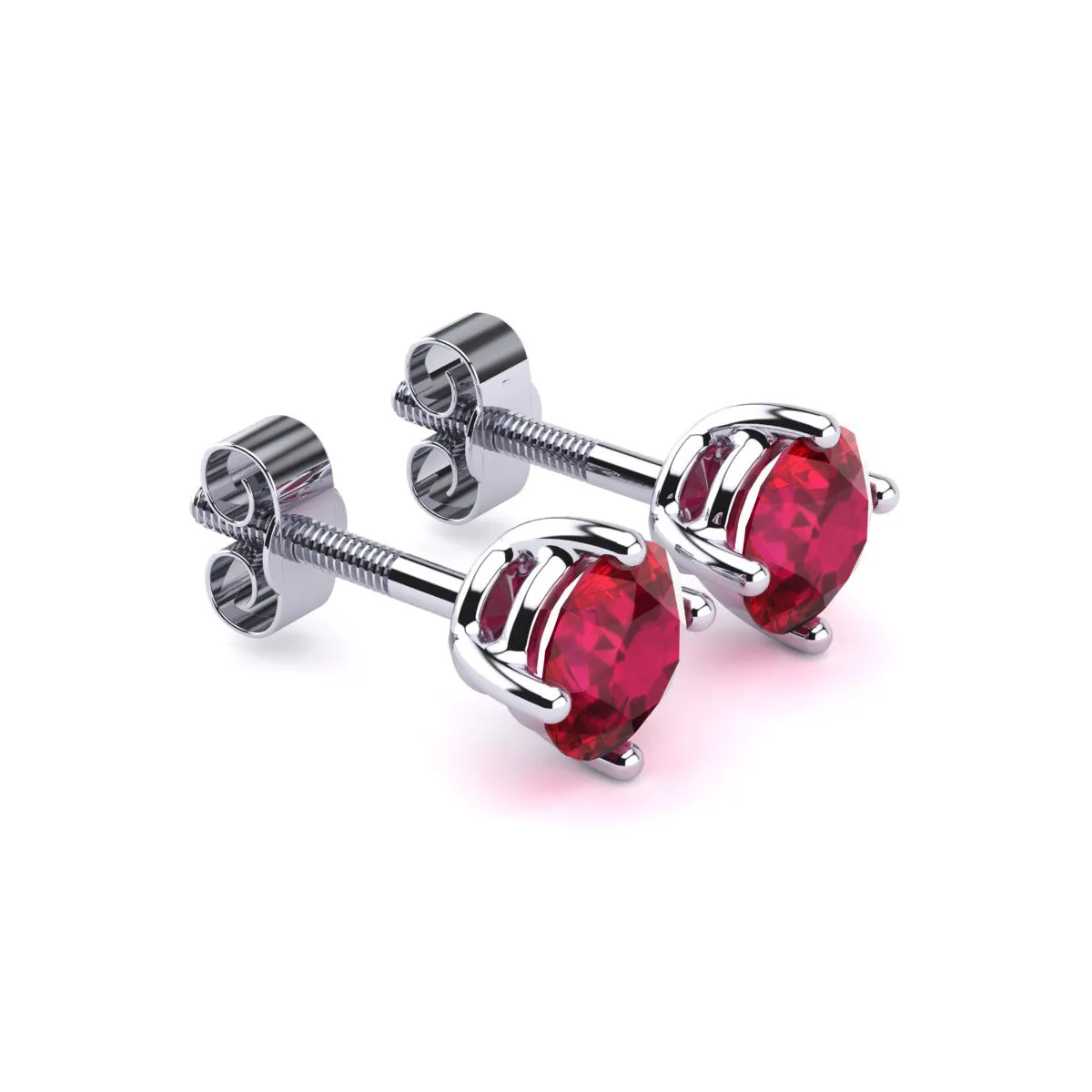 1/2 Carat Natural Ruby Stud Earrings In Sterling Silver