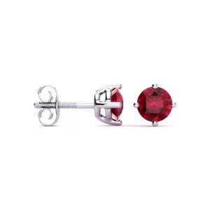 1/2 Carat Natural Ruby Stud Earrings In Sterling Silver