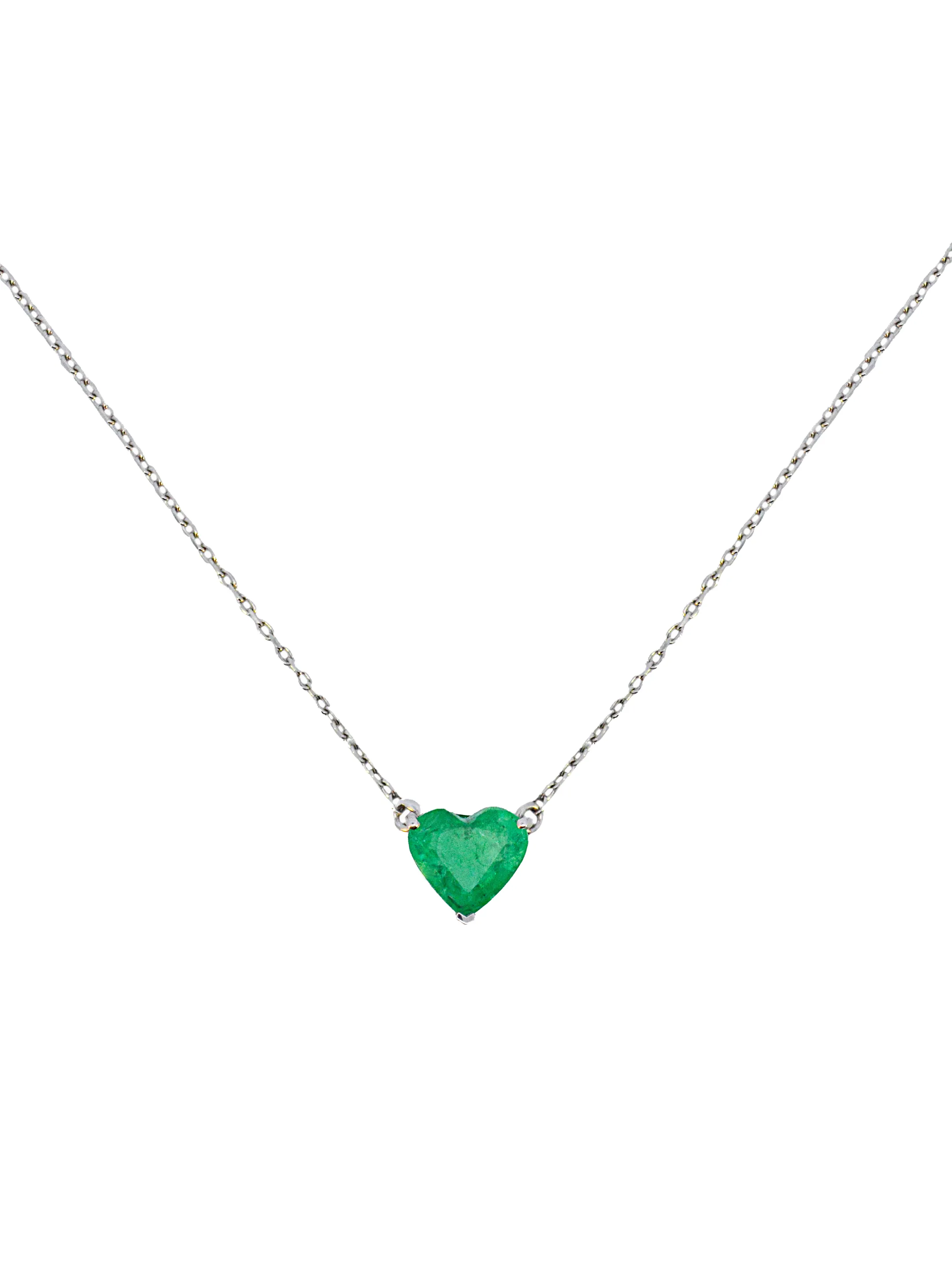 1.25ct Emerald 18K Gold Heart Solitaire Necklace