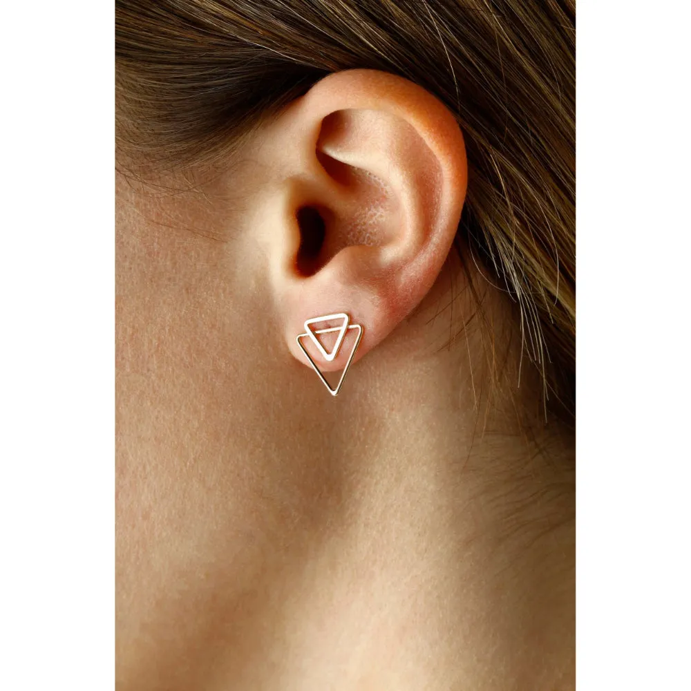 14k Double Triangle Earrings