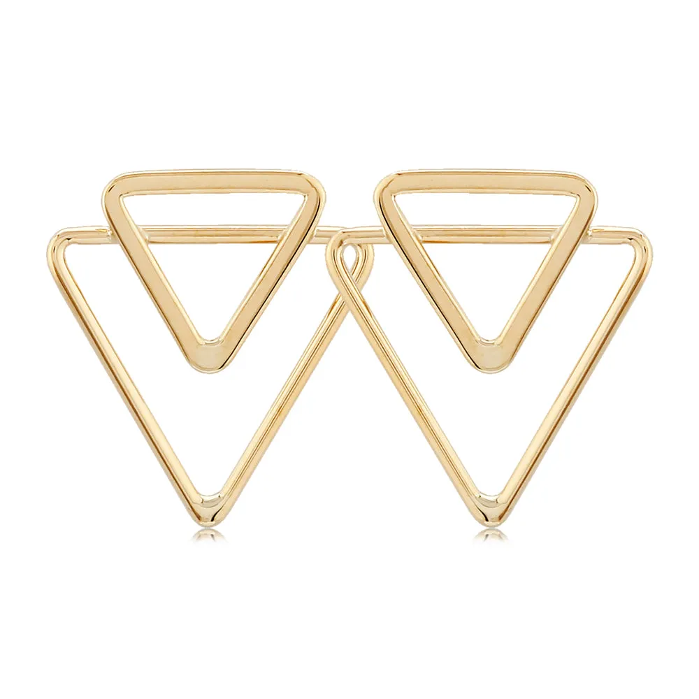 14k Double Triangle Earrings