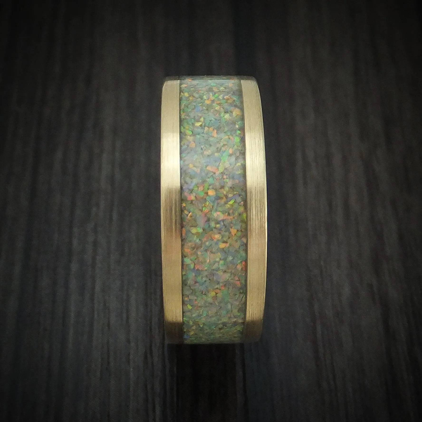 14K Gold and Opal Custom Made Men's Band