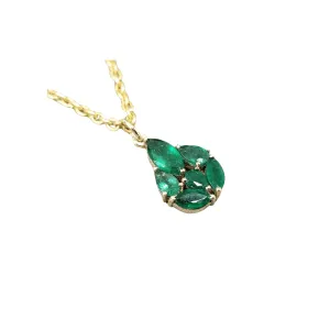 14k Gold Marquise Emerald Pendant