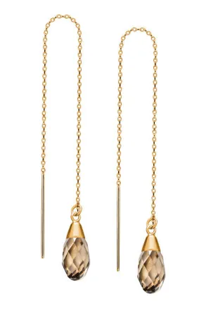 14K Gold Vermeil Threader Earrings - Golden Shadow Swarovski Crystals