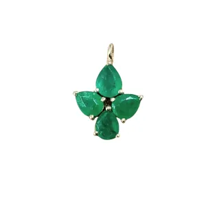 14k Gold Zambian Emerald Leaf Charm Pendant