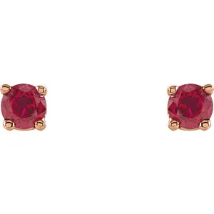 14K Rose 2.5 mm Natural Ruby Stud Earrings