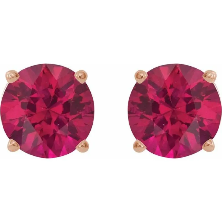 14K Rose 6 mm Lab-Grown Ruby Stud Earrings