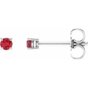 14K White 2.5 mm Lab-Grown Ruby Stud Earrings