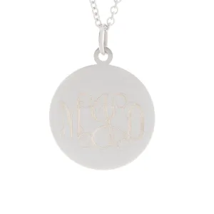 14k White Gold Engraved Cursive Charm