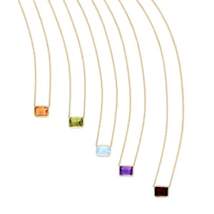 14K Yellow Gold Emerald Cut Natural Gemstone Necklaces