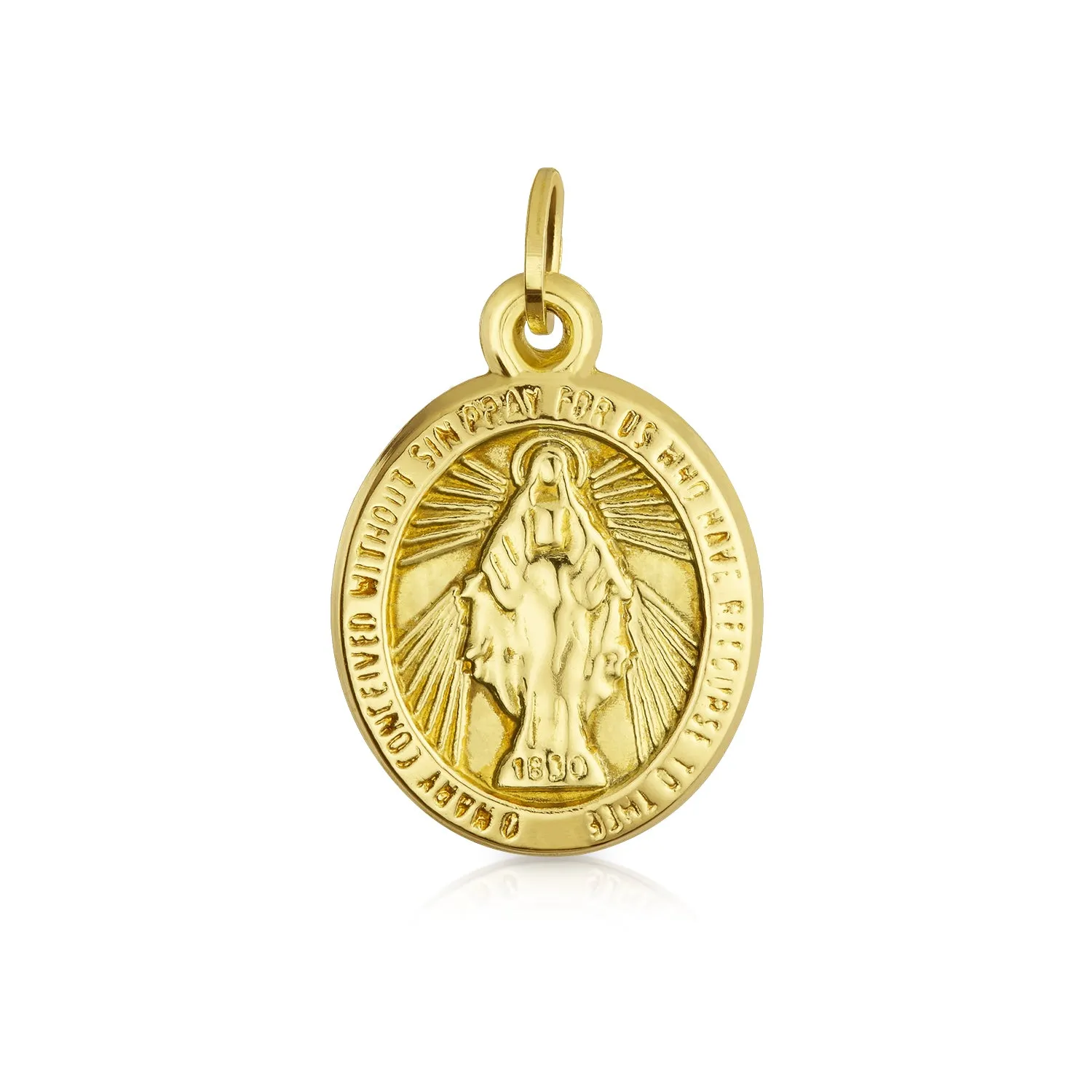 14K Yellow Gold Religious Metal Virgin Mary Pendant