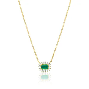 14KT Yellow Gold Emerald Baguette Diamond Audelia Necklace