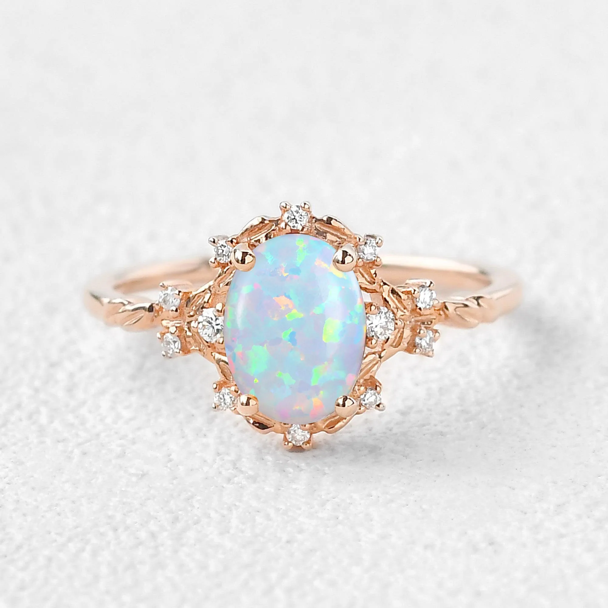 1.5ct Oval Cut Opal Vintage Floral Ring