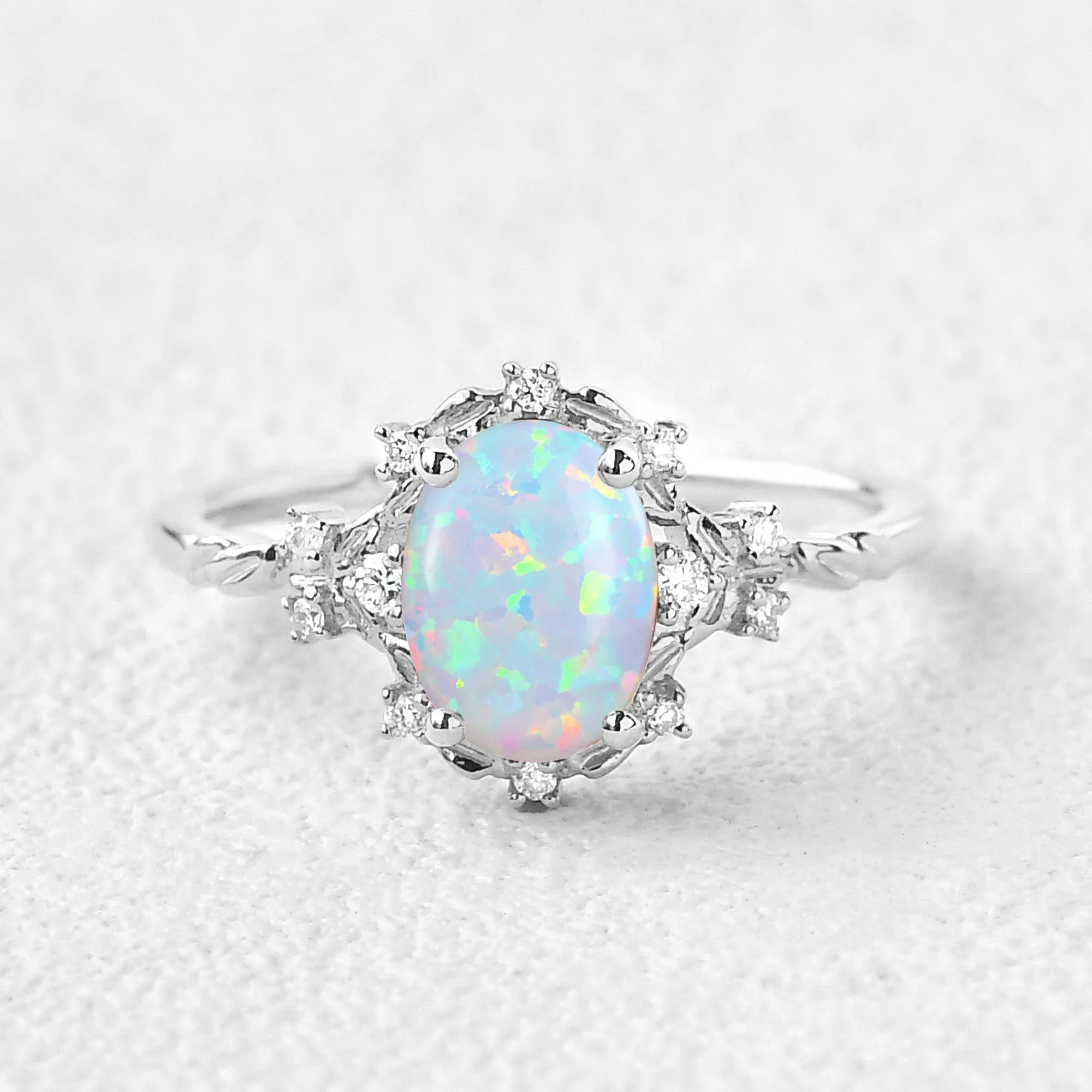 1.5ct Oval Cut Opal Vintage Floral Ring