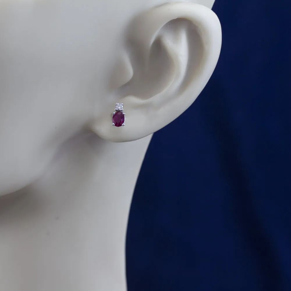 18ct White Gold Ruby and Diamond Stud Earrings