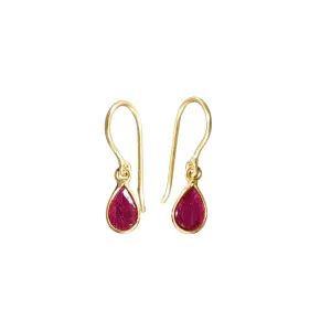 18k Gold Natural Pink Ruby Earrings Pear Shape