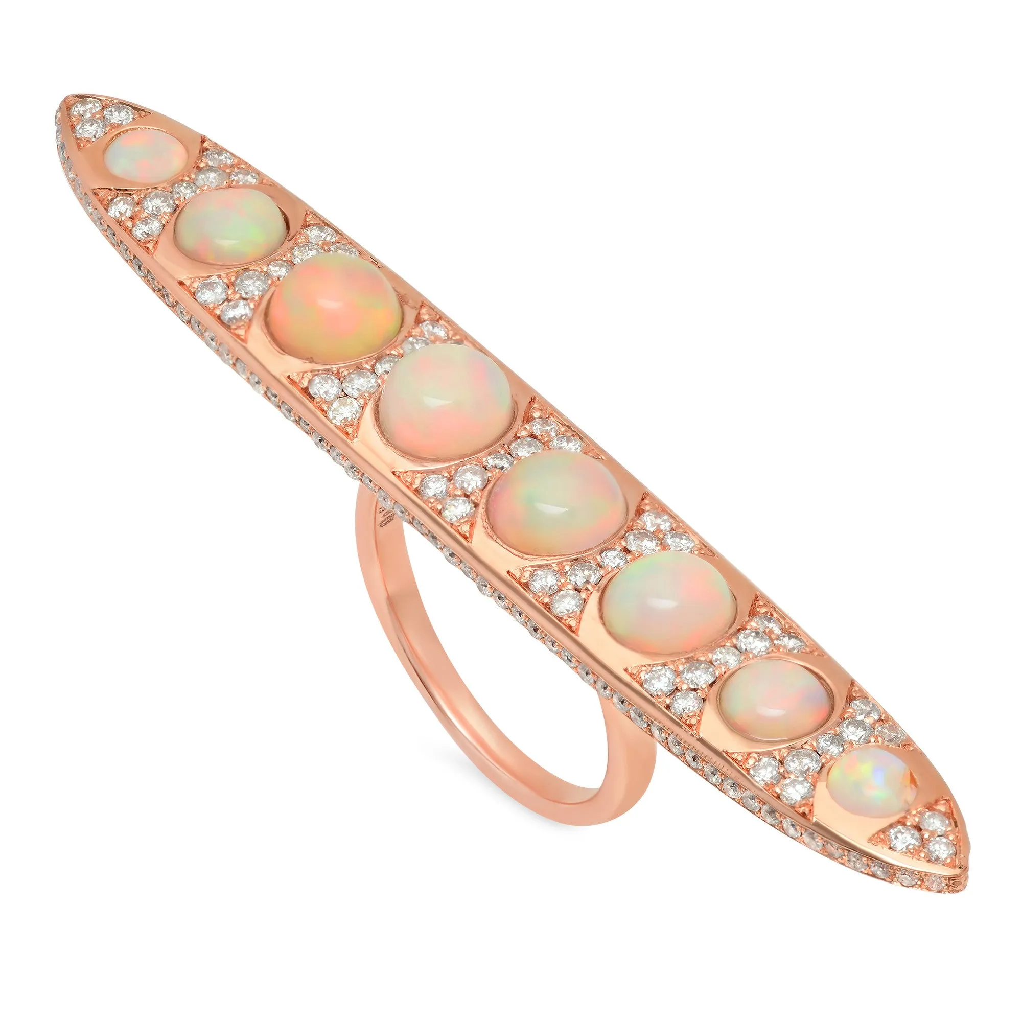 18K RG Opal Pea Pod Diamond ring