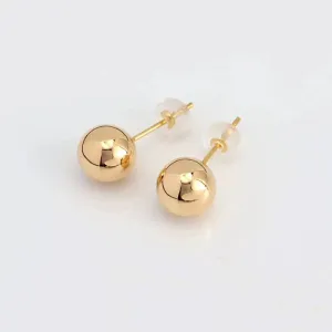 18k Yellow Gold Ball Design Stud Earrings