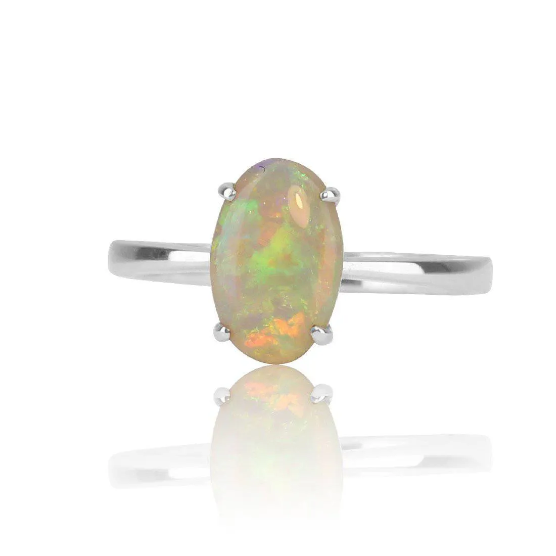 18kt White Gold Opal solitaire ring