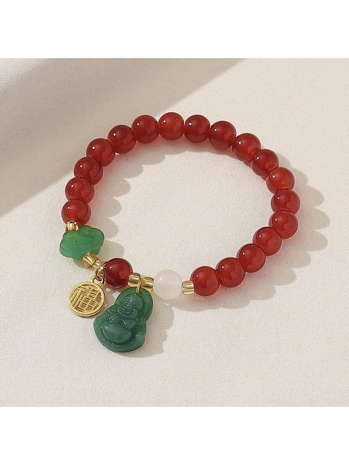 1pc Buddha Glass Safety Lock Fortune Transfer Delicate Women's Beading Bracelets