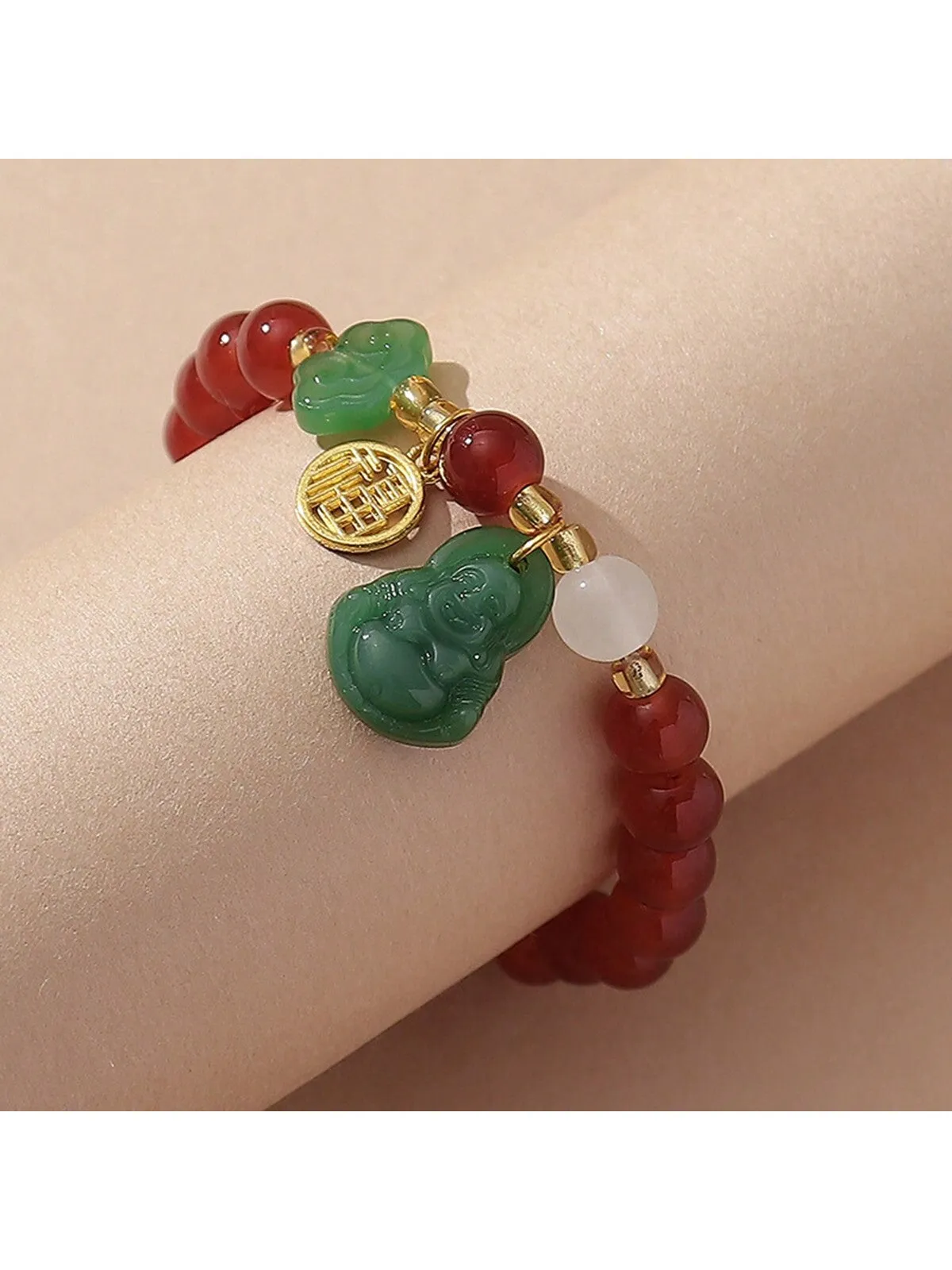 1pc Buddha Glass Safety Lock Fortune Transfer Delicate Women's Beading Bracelets