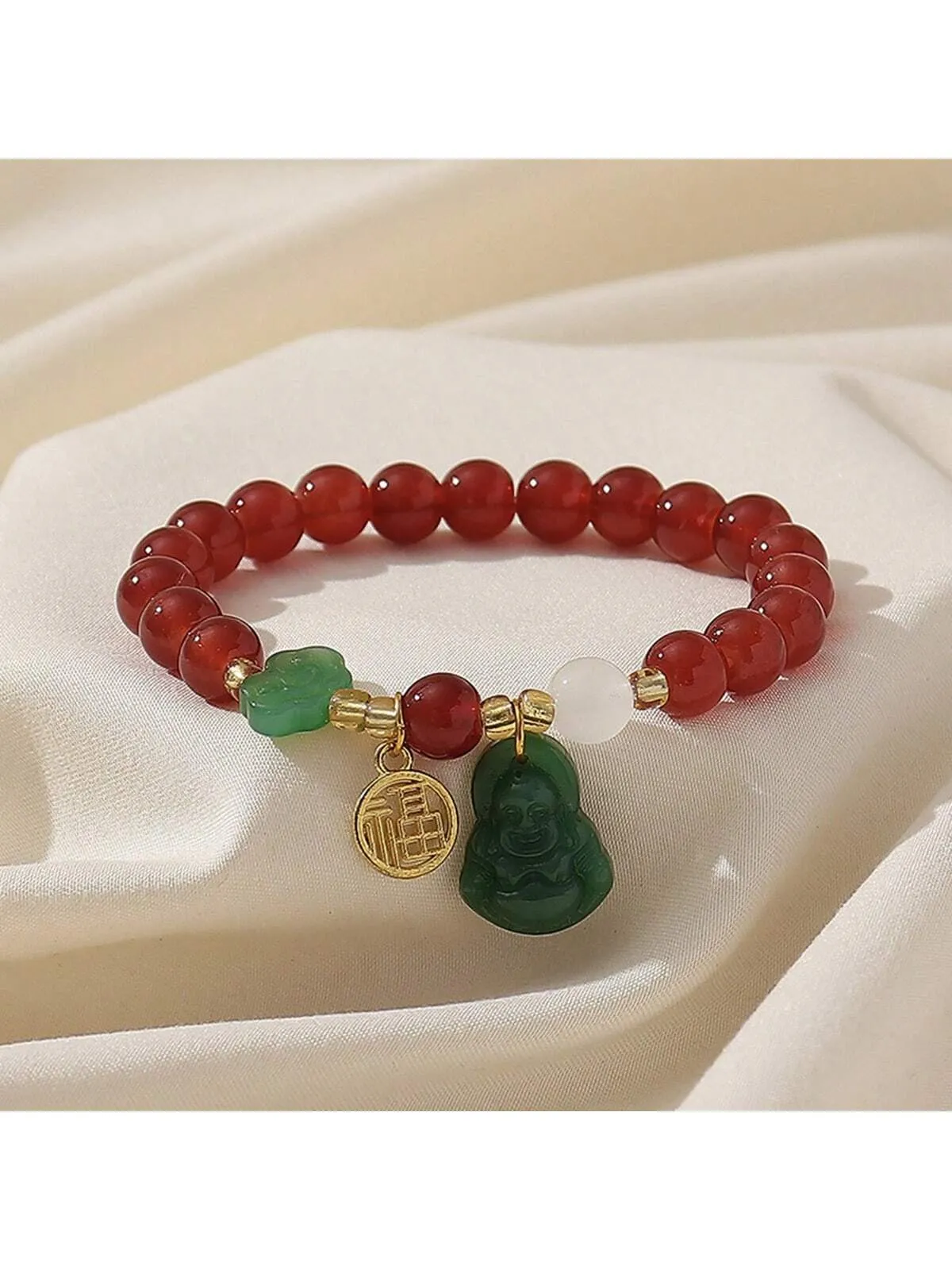 1pc Buddha Glass Safety Lock Fortune Transfer Delicate Women's Beading Bracelets