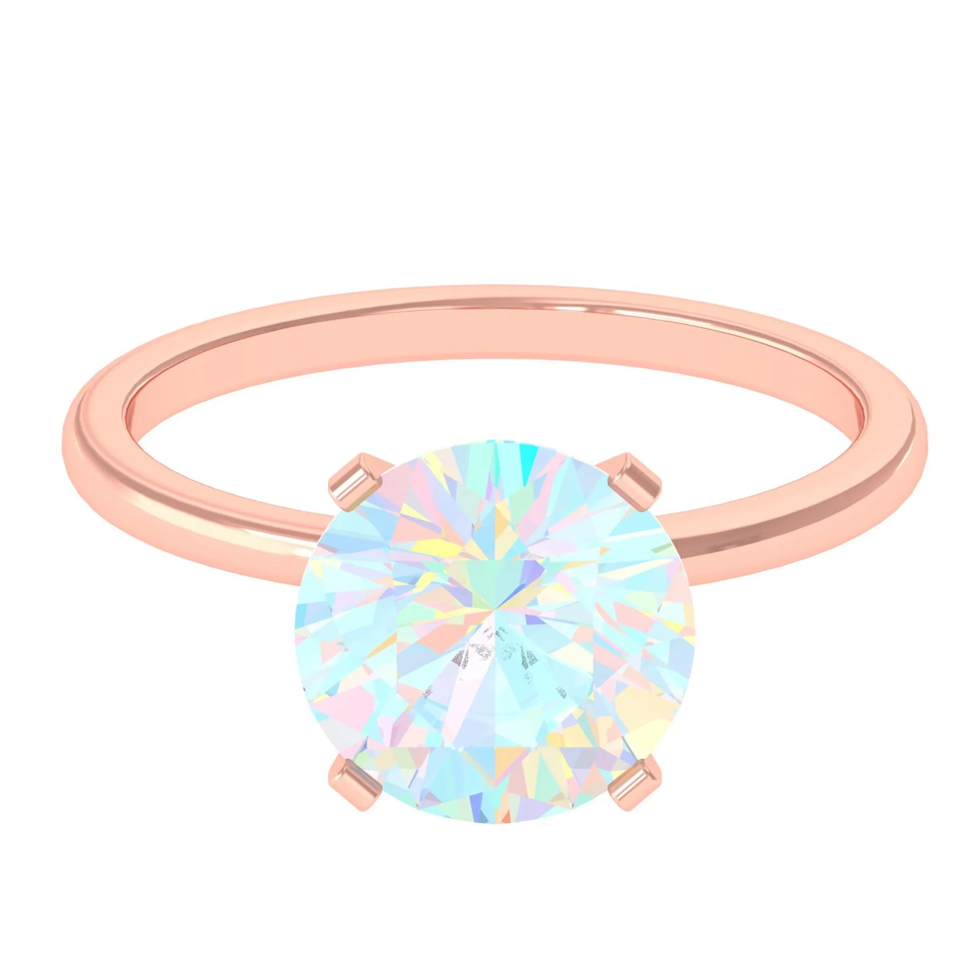 2 CT Round Cut Ethiopian opal Solitaire Engagement Ring in Peg Head Setting