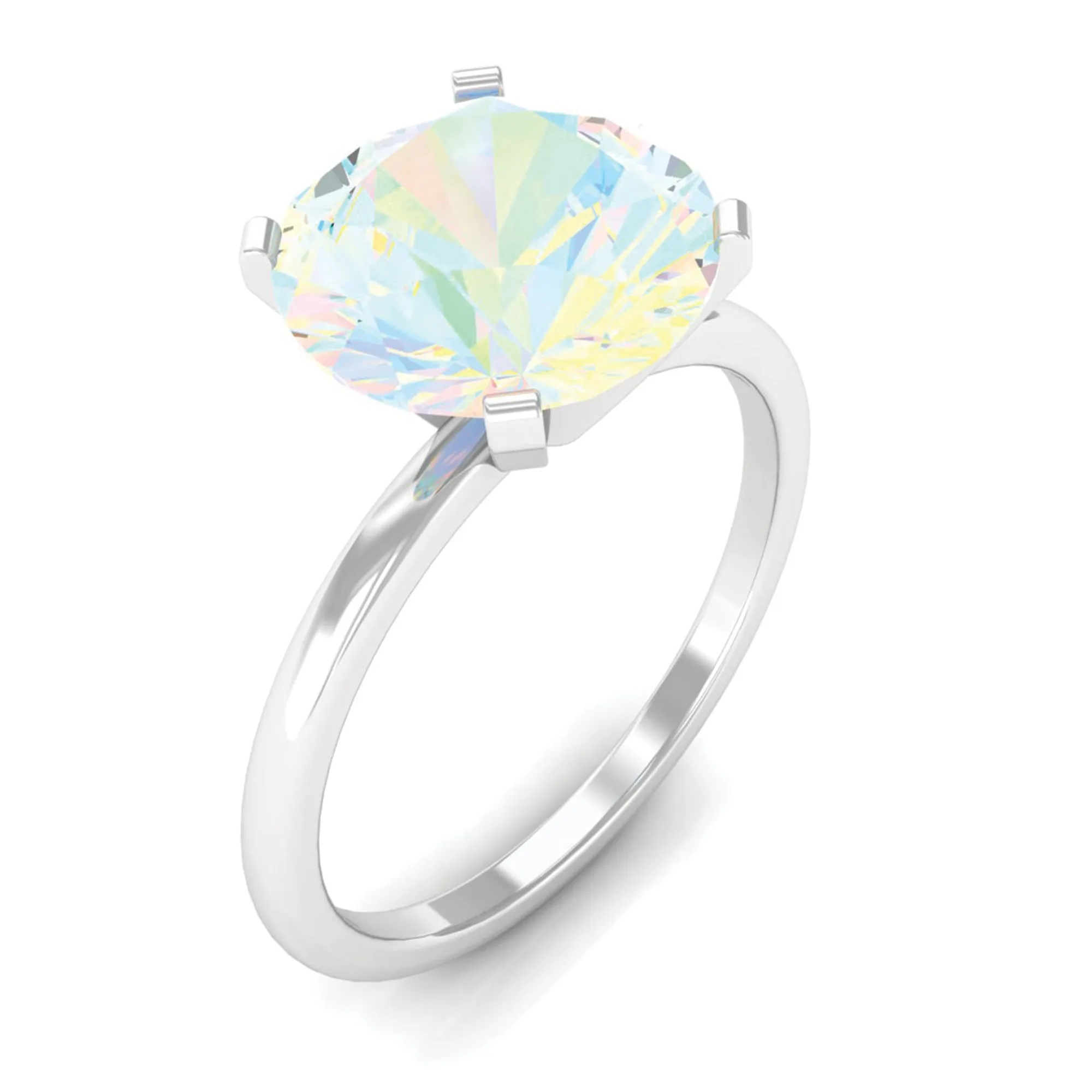 2 CT Round Cut Ethiopian opal Solitaire Engagement Ring in Peg Head Setting