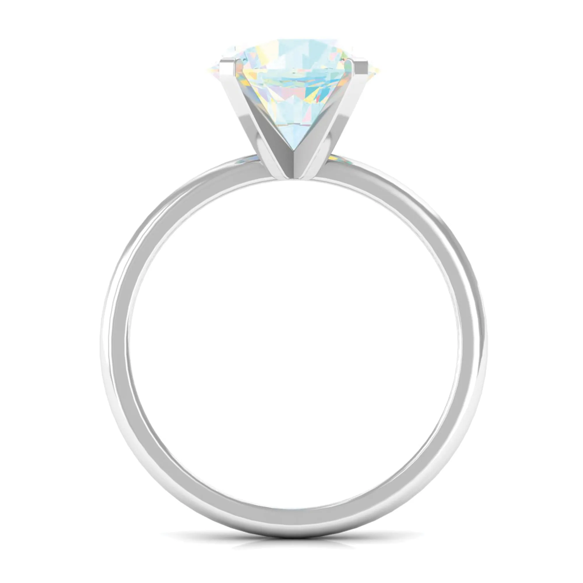 2 CT Round Cut Ethiopian opal Solitaire Engagement Ring in Peg Head Setting