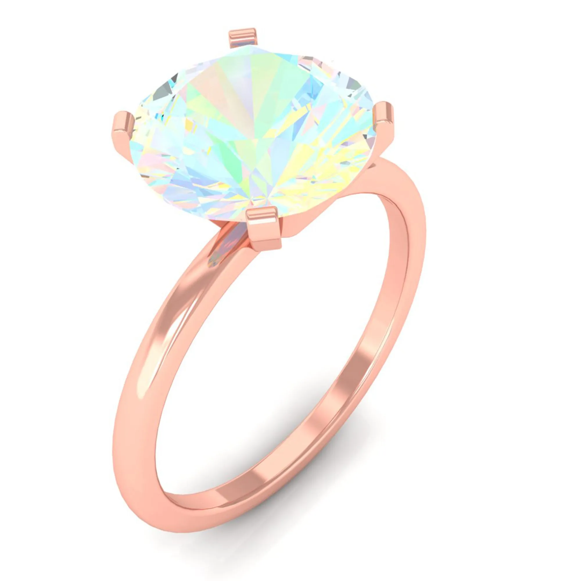 2 CT Round Cut Ethiopian opal Solitaire Engagement Ring in Peg Head Setting