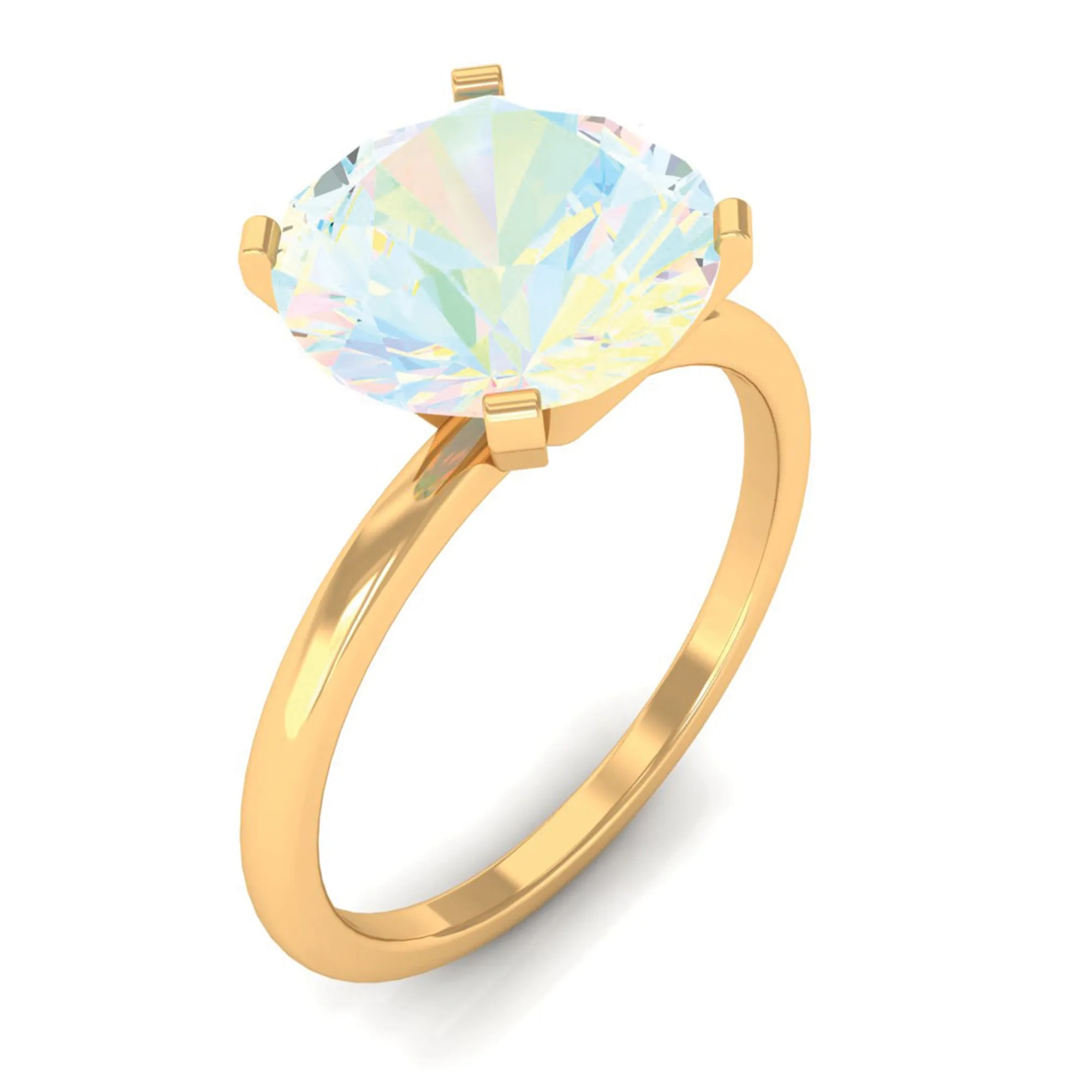 2 CT Round Cut Ethiopian opal Solitaire Engagement Ring in Peg Head Setting