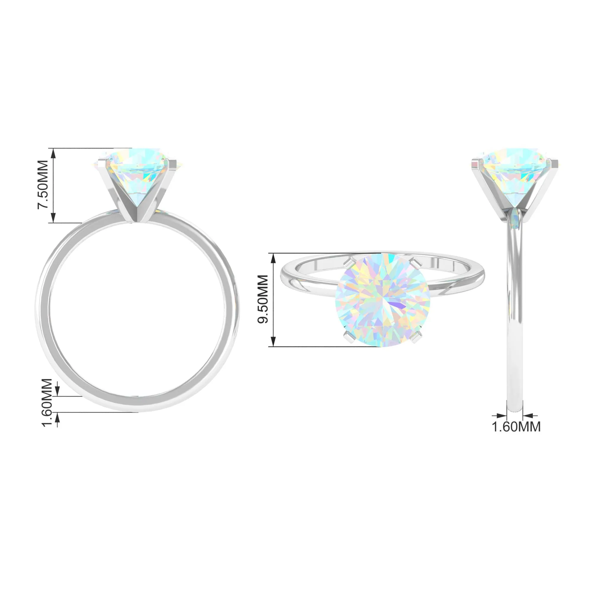 2 CT Round Cut Ethiopian opal Solitaire Engagement Ring in Peg Head Setting