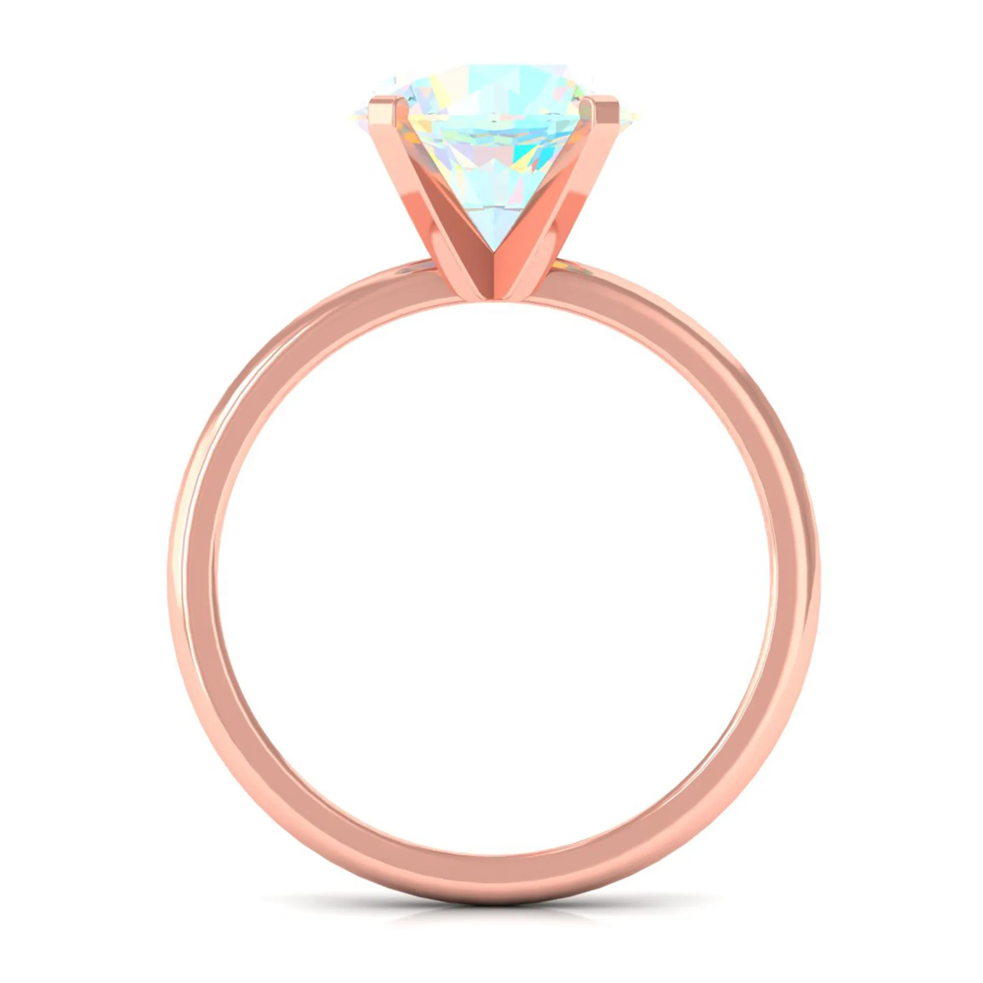 2 CT Round Cut Ethiopian opal Solitaire Engagement Ring in Peg Head Setting