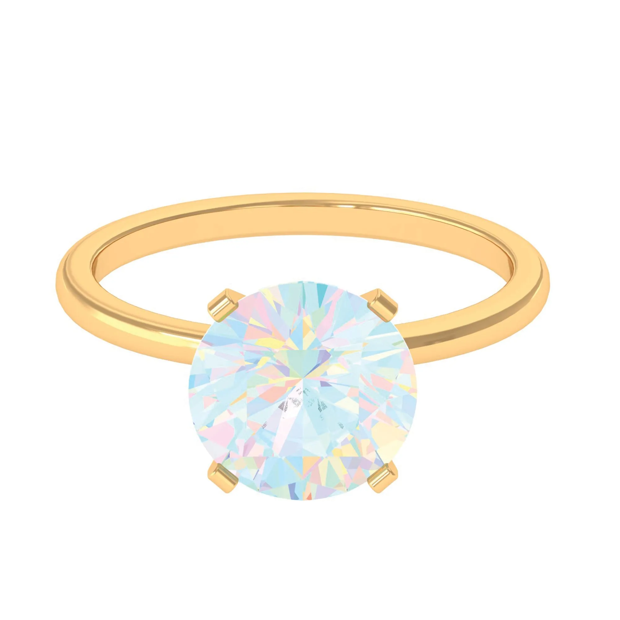 2 CT Round Cut Ethiopian opal Solitaire Engagement Ring in Peg Head Setting