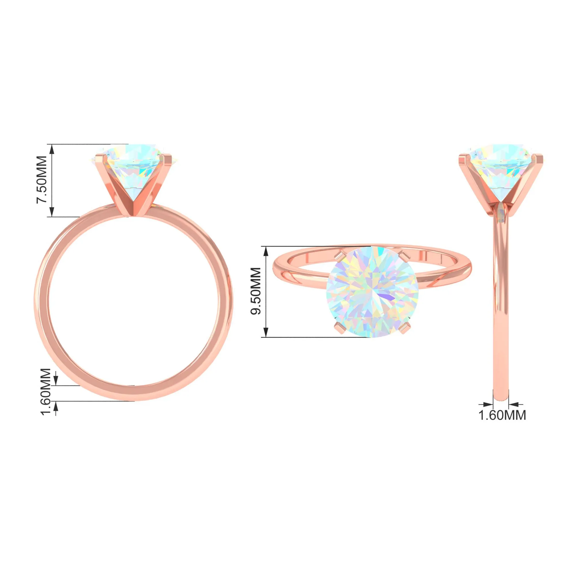 2 CT Round Cut Ethiopian opal Solitaire Engagement Ring in Peg Head Setting