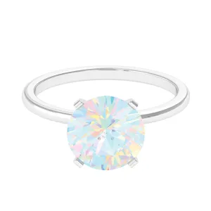 2 CT Round Cut Ethiopian opal Solitaire Engagement Ring in Peg Head Setting