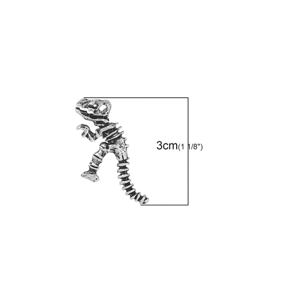 2 Pcs Tibetan Silver DINOSAUR SKELETON 30mm x 23mm Charms Pendants, Lead & Nickel Free Metal Charms Pendants Beads