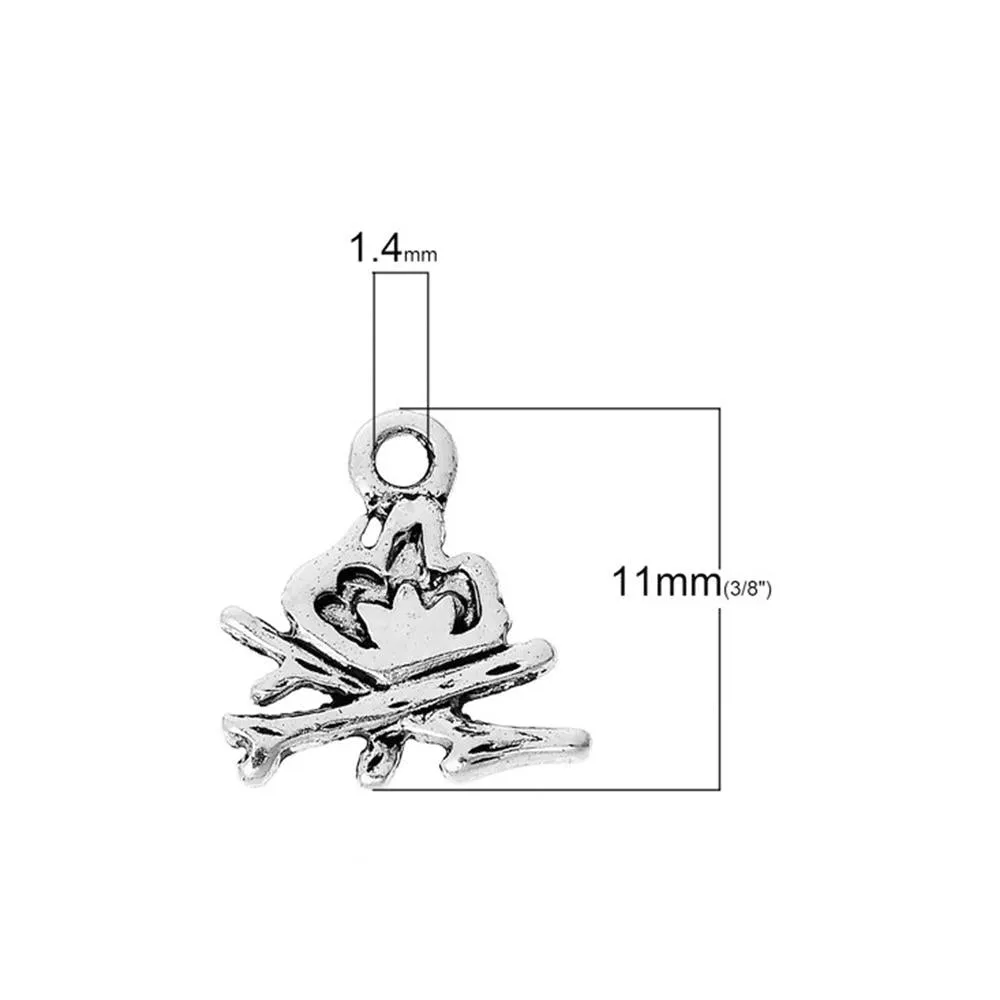 20 Pcs Tibetan Silver CAMPING FIRE 11mm x 11mm Charms Pendants, Lead & Nickel Free Metal Charms Pendants Beads