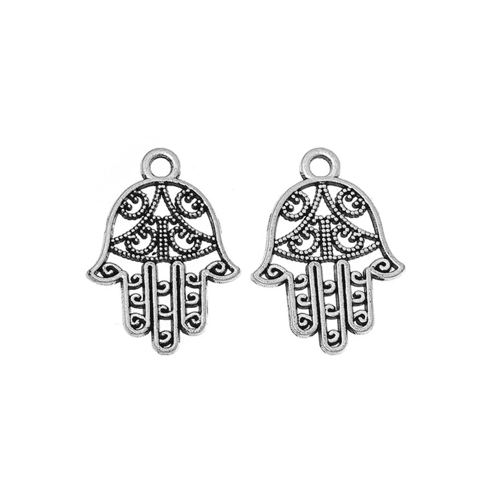 20 Pcs Tibetan Silver HAMSA SYMBOL HAND 21mm x 15mm Charms Pendants, Lead & Nickel Free Metal Charms Pendants Beads